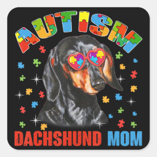 Cute Dachshund Lover Autism Awareness Dog Mum Gift Square Sticker