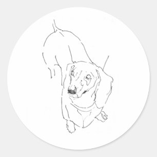 Cute Dachshund Mug – Line Art Sausage Dog Classic Round Sticker