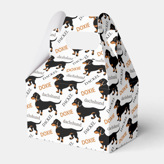 Cute Dachshund or Doxie Pattern Favour Box (Front Side)
