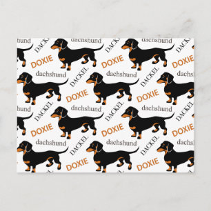 Cute Dachshund or Doxie Pattern Postcard