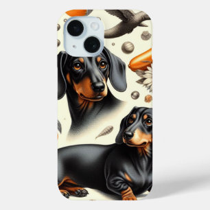 Cute Dachshund Pattern iPhone 15 Case