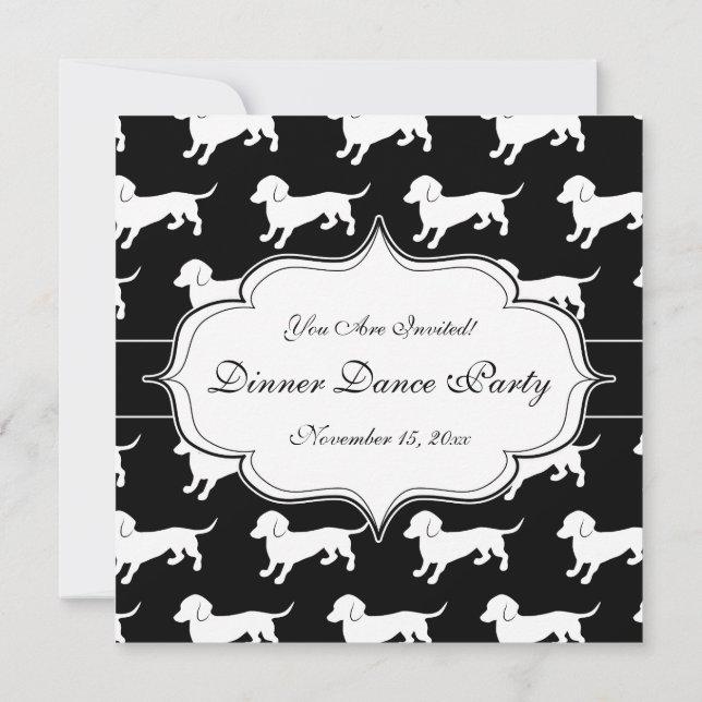 Cute Dachshund Pattern Invitation (Back)