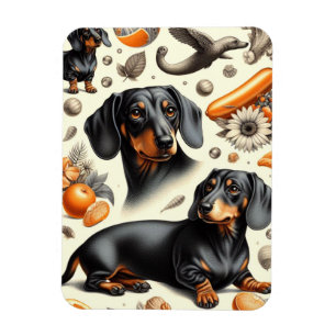 Cute Dachshund Pattern Magnet