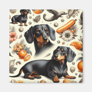 Cute Dachshund Pattern Magnet