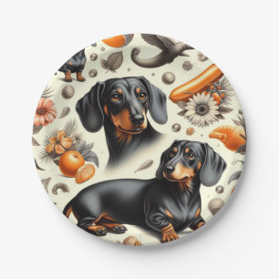 Cute Dachshund Pattern Paper Plate