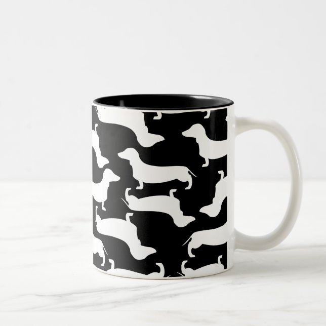 Cute Dachshund Pattern Perfect Gift for Doxie Love Two-Tone Coffee Mug (Right)