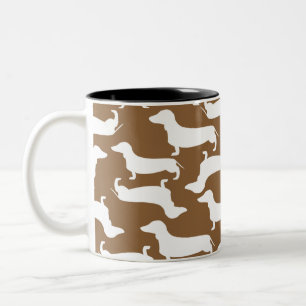 Cute Dachshund Pattern Perfect Gift for Doxie Love Two-Tone Coffee Mug