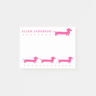 Cute Dachshund Pink Custom Colors and Texts Post-it Notes