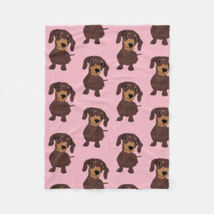Cute Dachshund Pink Fleece Blanket