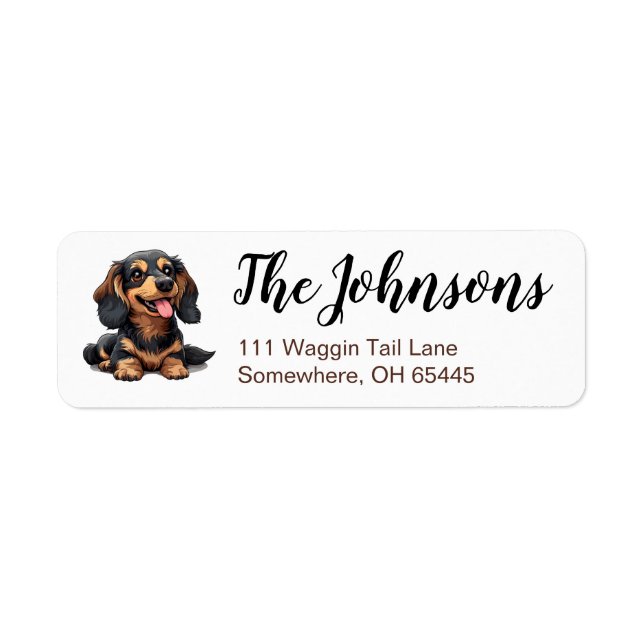Cute Dachshund Puppy Dog Custom Address Label (Front)