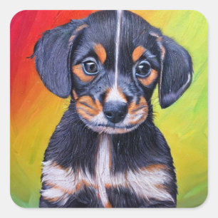 Cute Dachshund puppy Square Sticker