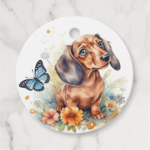 Cute Dachshund Puppy Thank You  Favour Tags