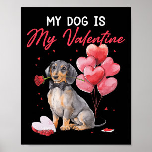Cute Dachshund Puppy Valentine Owner My Dog Is My  Poster