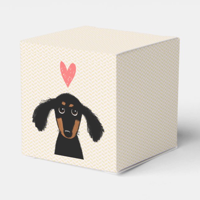 Cute Dachshund Puppy with Heart Favour Box (Back Side)