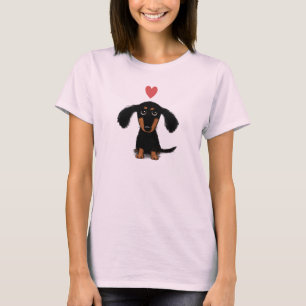 Cute Dachshund Puppy with Valentine Heart T-Shirt