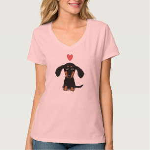 Cute Dachshund Puppy with Valentine Heart T-Shirt