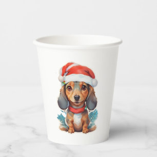 Cute Dachshund Santa Classic T-Shirt Paper Cups