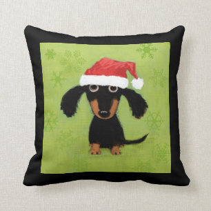 Cute Dachshund Santa Clause - Funny Dog Christmas Cushion