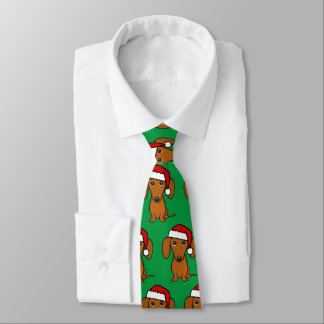 Cute Dachshund Santa Wiener Dog Christmas Tie