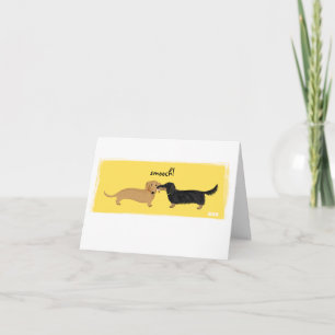 Cute Dachshund Smooch   Wiener Dogs Love Card