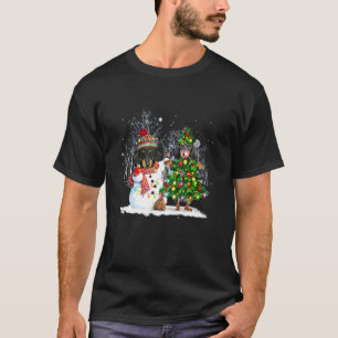 Cute Dachshund Snowman Tree Christmas Dog T-Shirt