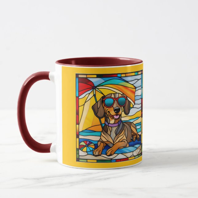 Cute Dachshund Stained Glass Coffee Mug (Left)