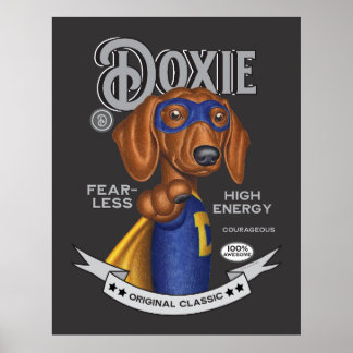 Cute Dachshund Superhero Poster
