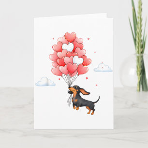 Cute Dachshund Valentine Heart Balloon Dog Lover Card