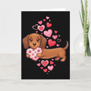 Cute Dachshund Valentine Heart Funny Dachshund Pup Card