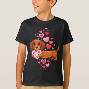 Cute Dachshund Valentine Heart Funny Dachshund Pup T-Shirt