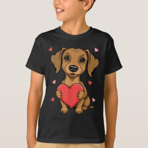 Cute Dachshund Valentines Day Heart Lover Dog Mum  T-Shirt