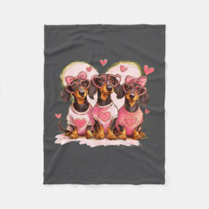 Cute Dachshund Valentines Heart Dog Lover Men Wome Fleece Blanket