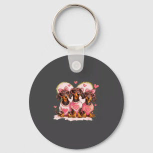 Cute Dachshund Valentines Heart Dog Lover Men Wome Key Ring