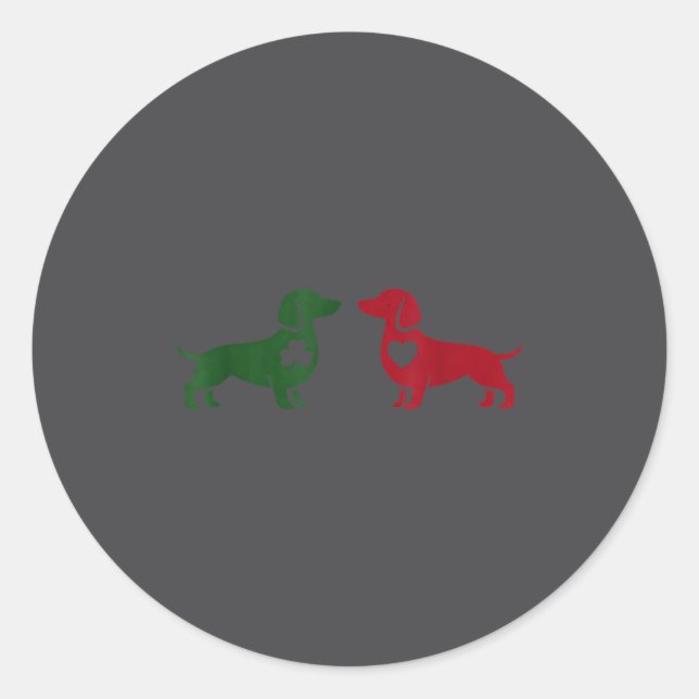 Cute Dachshund Valentines Patrick's Day Lover Dog  Classic Round Sticker (Front)