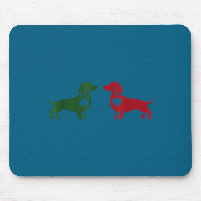 Cute Dachshund Valentines Patrick's Day Lover Dog  Mouse Pad (Front)
