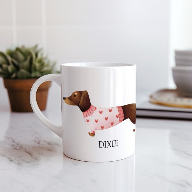 Cute dachshund watercolor customisable  coffee mug (Creator Uploaded)