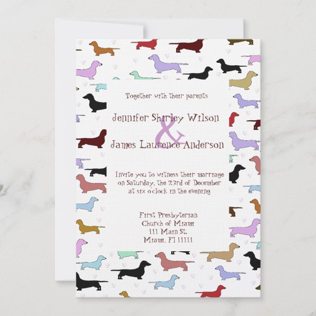 Cute Dachshund Wedding Invitation (Front)
