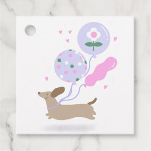 Cute Dachshund Weiner Dog Lover Party Pink Favour Tags