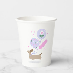 Cute Dachshund Weiner Dog Lover Party Pink Paper Cups