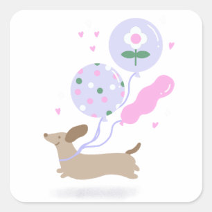 Cute Dachshund Weiner Dog Lover Party Pink Square Sticker