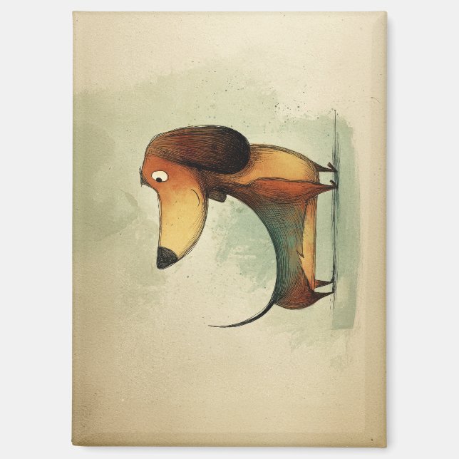 Cute Dachshund – Whimsical Dog Illustration Magnet (Front)