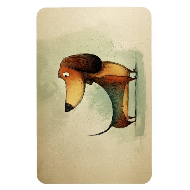 Cute Dachshund – Whimsical Dog Illustration Magnet (Vertical)