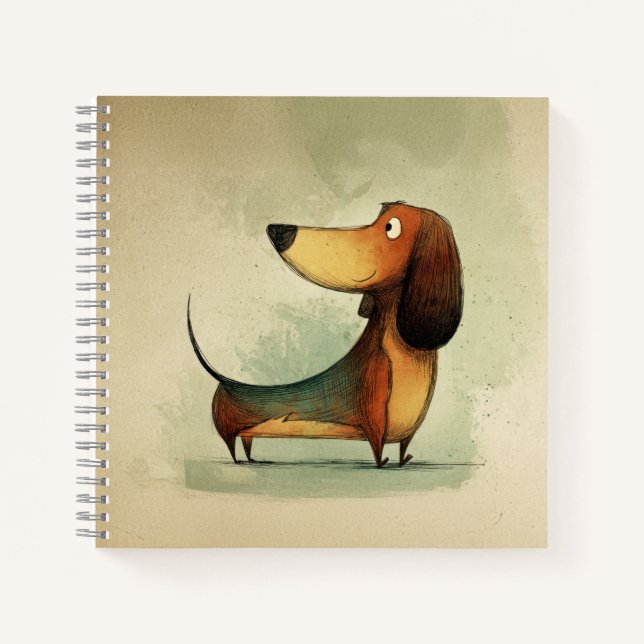 Cute Dachshund – Whimsical Dog Illustration Notebook (Front)