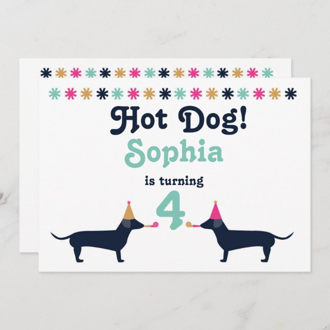 Cute Dachshund Wiener Dog Birthday Invitation. Invitation (Front/Back)