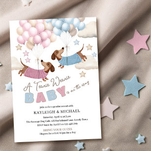 Cute Dachshund Wiener Dog Gender Reveal Baby Invitation