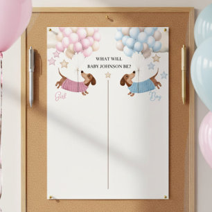 Cute Dachshund Wiener Dog Gender Reveal Game Poster