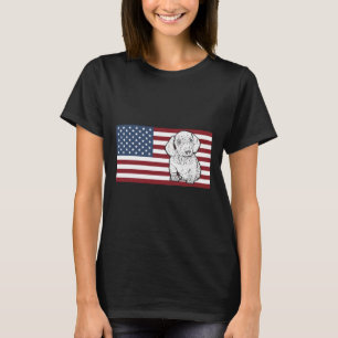 Cute Dachshund Wiener Dog With American Flag T-Shirt