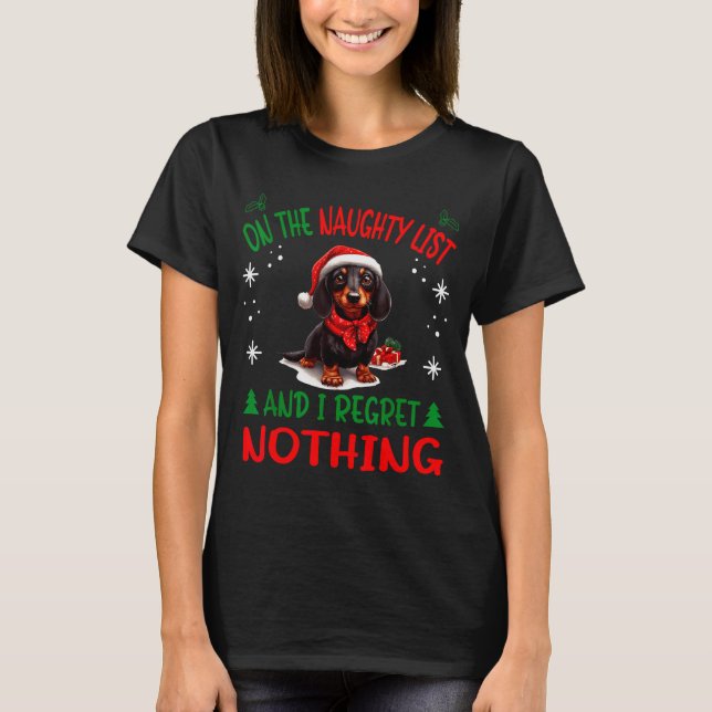 Cute Dachshund Wiener Doxie Dog Dog Christmas On T T-Shirt (Front)