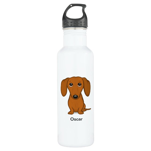 Cute Dachshund with Custom Text 710 Ml Water Bottle (Front)