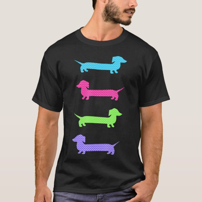 Cute Dachshunds Colourful T-Shirt (Front)